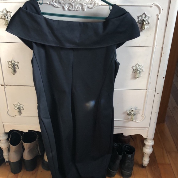 Le Chateau vintage black dress 3/4 length pleated waist XXL - Picture 5 of 7